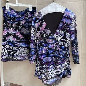 2 piece watercolor skirt & top